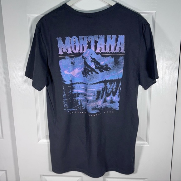 Gray Short Sleeve Crew Neck Tee with Subtle Chest Design Montana - Picture 3 of 3